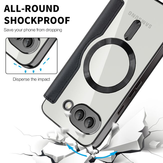 Husa pentru  Google Pixel 9A EliteBook Executive Tip Carte cu Protectie RFID, Compatibilitate MagSafe si protectie lentile Transparent - Negru