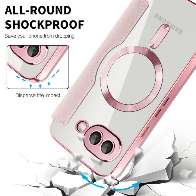 Husa pentru  Google Pixel 9A EliteBook Executive Tip Carte cu Protectie RFID, Compatibilitate MagSafe si protectie lentile Transparent - Roz