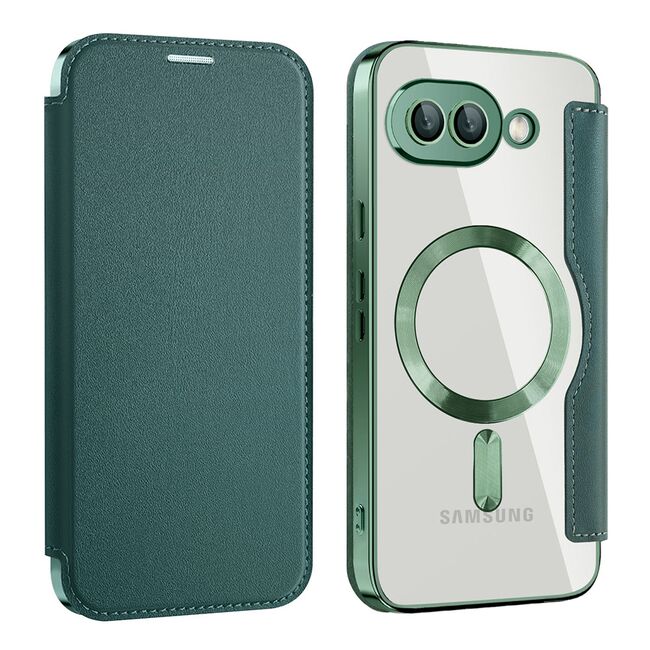 Husa pentru  Google Pixel 9A EliteBook Executive Tip Carte cu Protectie RFID, Compatibilitate MagSafe si protectie lentile Transparent - Verde