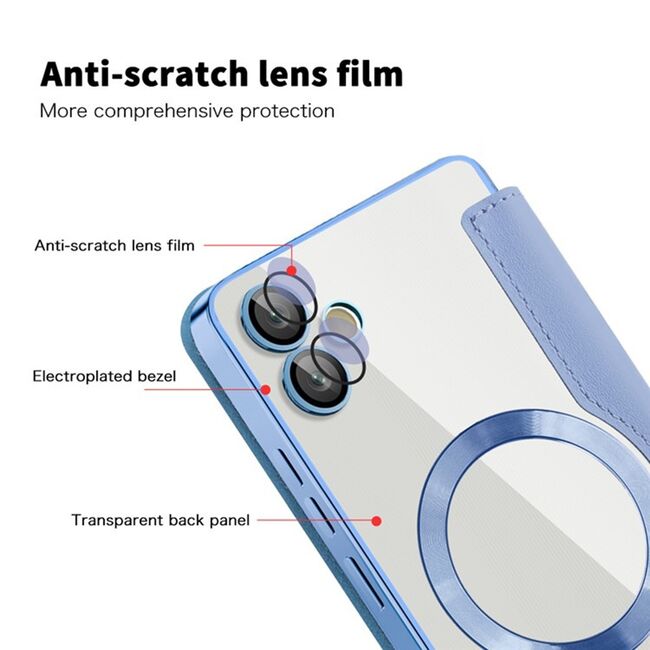 Husa pentru  Samsung Galaxy A05 EliteBook Executive Tip Carte cu Protectie RFID, Compatibilitate MagSafe si protectie lentile Transparent - Albastru deschis