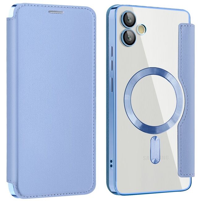 Husa pentru  Samsung Galaxy A05 EliteBook Executive Tip Carte cu Protectie RFID, Compatibilitate MagSafe si protectie lentile Transparent - Albastru deschis