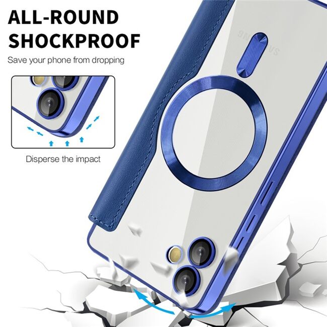 Husa pentru  Samsung Galaxy A05 EliteBook Executive Tip Carte cu Protectie RFID, Compatibilitate MagSafe si protectie lentile Transparent - Albastru