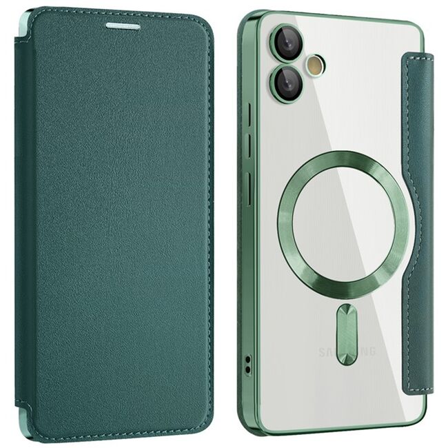 Husa pentru  Samsung Galaxy A05 EliteBook Executive Tip Carte cu Protectie RFID, Compatibilitate MagSafe si protectie lentile Transparent - Verde