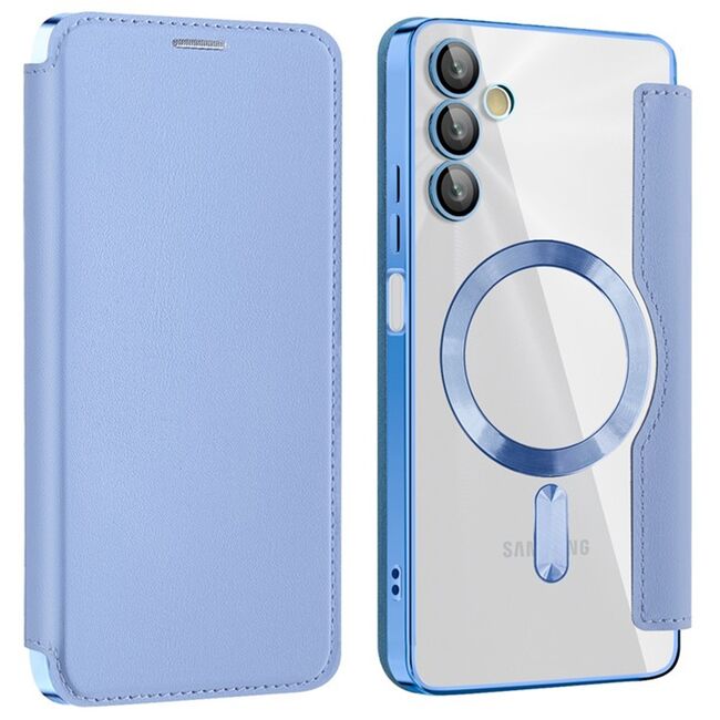 Husa pentru  Samsung Galaxy A05s EliteBook Executive Tip Carte cu Protectie RFID, Compatibilitate MagSafe si protectie lentile Transparent - Albastru deschis