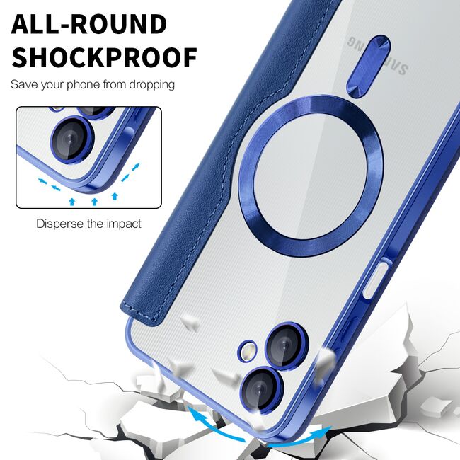 Husa pentru  Samsung Galaxy A06 EliteBook Executive Tip Carte cu Protectie RFID, Compatibilitate MagSafe si protectie lentile Transparent - Albastru