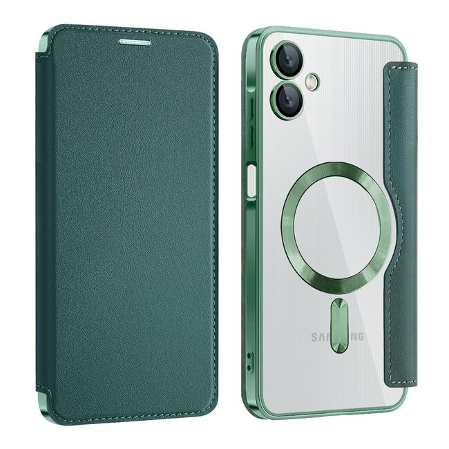 Husa pentru  Samsung Galaxy A06 EliteBook Executive Tip Carte cu Protectie RFID, Compatibilitate MagSafe si protectie lentile Transparent - Verde
