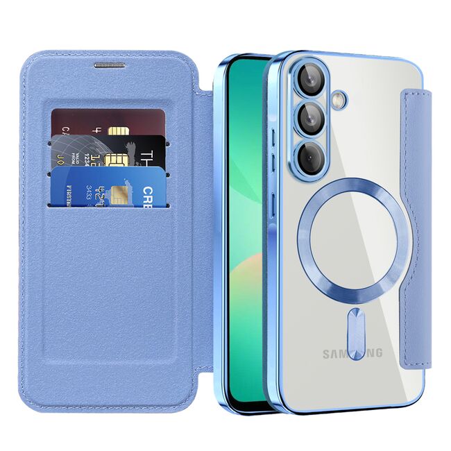 Husa pentru  Samsung Galaxy A26 EliteBook Executive Tip Carte cu Protectie RFID, Compatibilitate MagSafe si protectie lentile Transparent - Albastru deschis