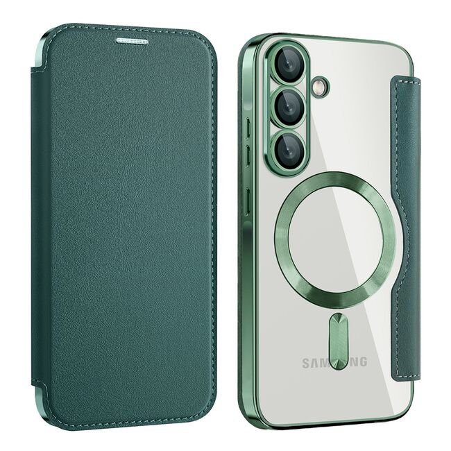 Husa pentru  Samsung Galaxy A26 EliteBook Executive Tip Carte cu Protectie RFID, Compatibilitate MagSafe si protectie lentile Transparent - Verde