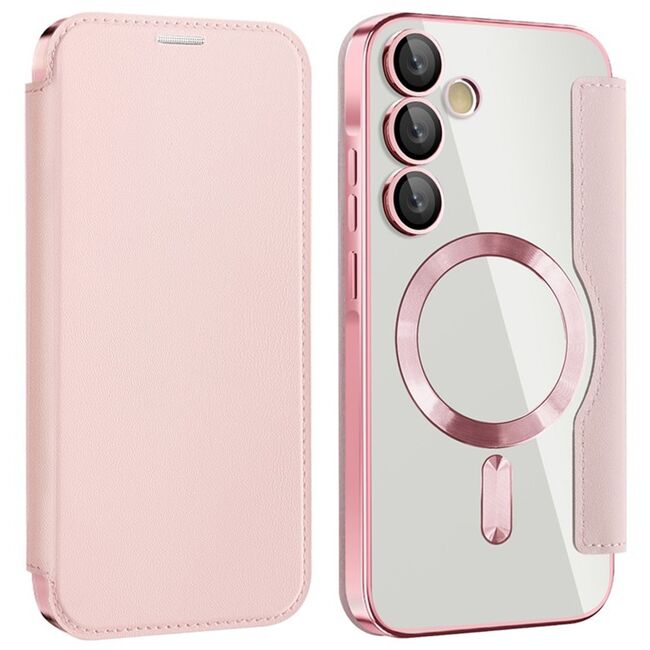 Husa pentru  Samsung Galaxy A35 EliteBook Executive Tip Carte cu Protectie RFID, Compatibilitate MagSafe si protectie lentile Transparent - Roz