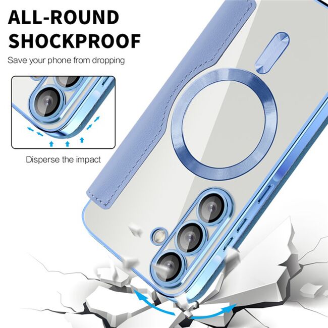 Husa pentru  Samsung Galaxy A36 EliteBook Executive Tip Carte cu Protectie RFID, Compatibilitate MagSafe si protectie lentile Transparent - Albastru deschis