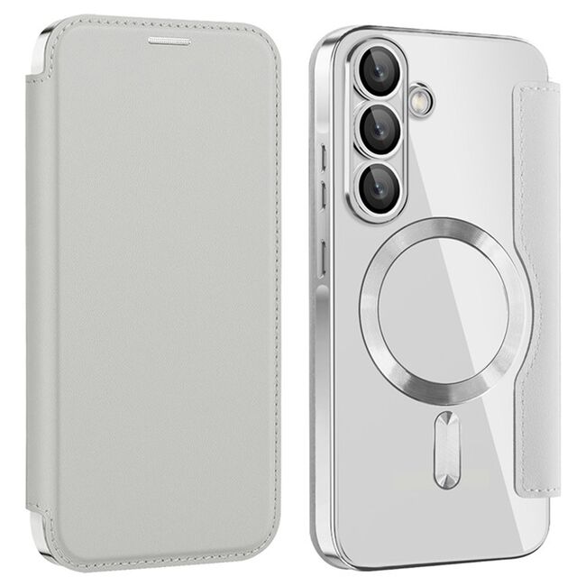 Husa pentru  Samsung Galaxy A36 EliteBook Executive Tip Carte cu Protectie RFID, Compatibilitate MagSafe si protectie lentile Transparent - Argintiu