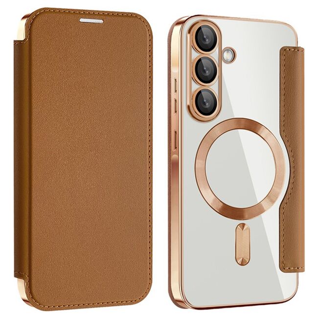 Husa pentru  Samsung Galaxy A36 EliteBook Executive Tip Carte cu Protectie RFID, Compatibilitate MagSafe si protectie lentile Transparent - Maro