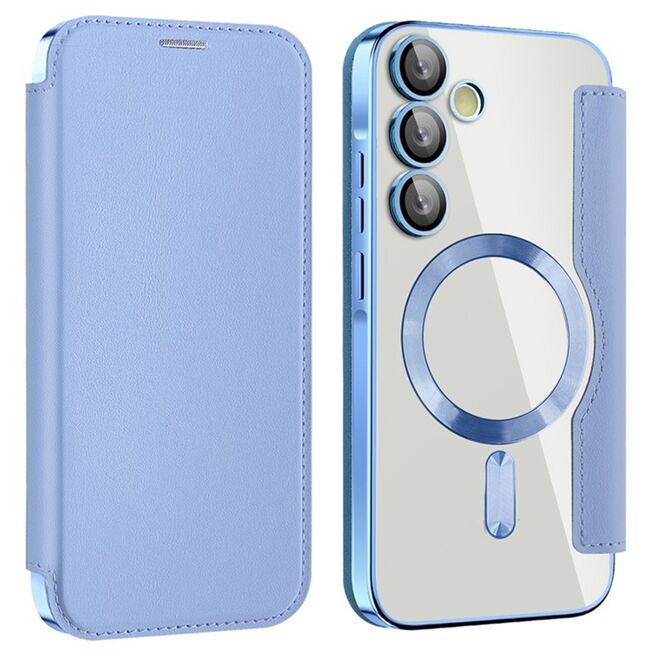 Husa pentru  Samsung Galaxy A55 EliteBook Executive Tip Carte cu Protectie RFID, Compatibilitate MagSafe si protectie lentile Transparent - Albastru deschis