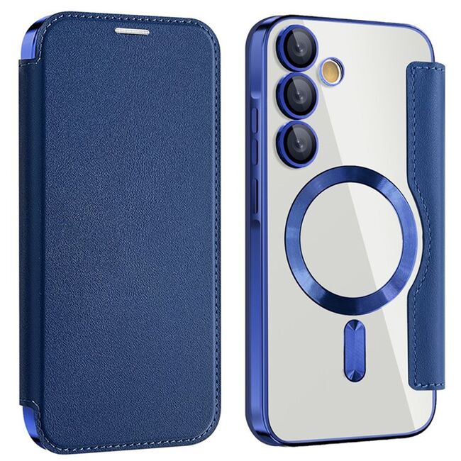 Husa pentru  Samsung Galaxy A55 EliteBook Executive Tip Carte cu Protectie RFID, Compatibilitate MagSafe si protectie lentile Transparent - Albastru