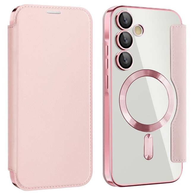 Husa pentru  Samsung Galaxy A55 EliteBook Executive Tip Carte cu Protectie RFID, Compatibilitate MagSafe si protectie lentile Transparent - Roz