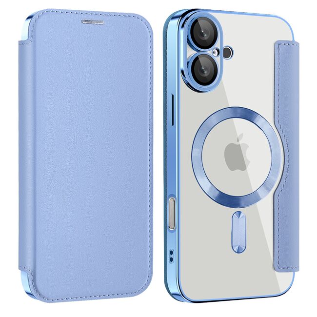 Husa pentru  iPhone 16 Plus EliteBook Executive Tip Carte cu Protectie RFID, Compatibilitate MagSafe si protectie lentile Transparent - Albastru deschis