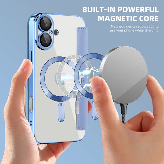 Husa pentru  iPhone 16 Plus EliteBook Executive Tip Carte cu Protectie RFID, Compatibilitate MagSafe si protectie lentile Transparent - Albastru deschis