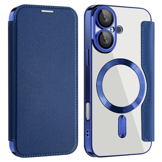 Husa pentru  iPhone 16 Plus EliteBook Executive Tip Carte cu Protectie RFID, Compatibilitate MagSafe si protectie lentile Transparent - Albastru