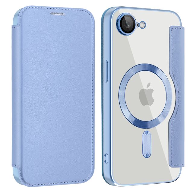 Husa pentru  iPhone 16e EliteBook Executive Tip Carte cu Protectie RFID, Compatibilitate MagSafe si protectie lentile Transparent - Albastru deschis
