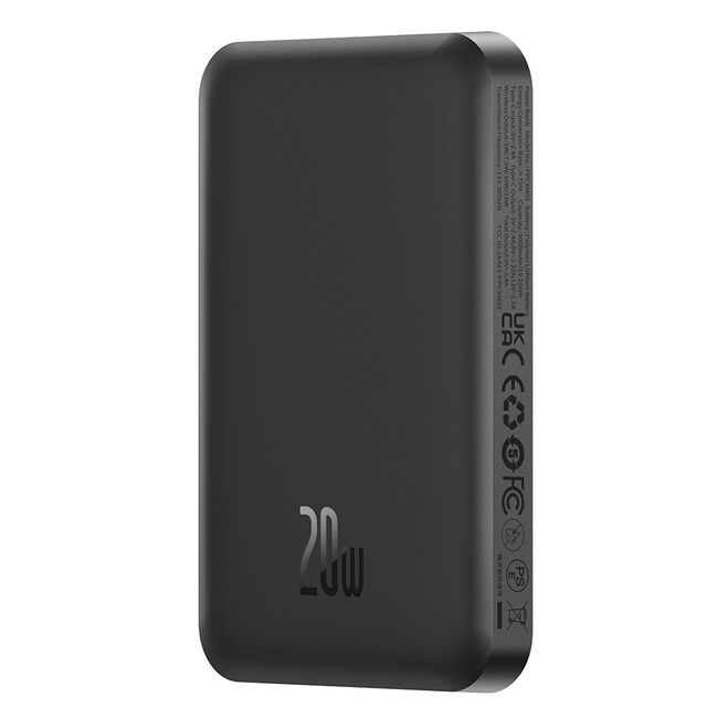 Acumulator Extern Type-C, Incarcare Wireless, 20W, 5000mAh + Cablu Type-C, 30cm - Baseus Mini - Negru