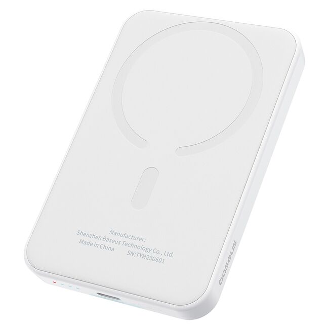Acumulator Extern Type-C, Incarcare Wireless, 20W, 5000mAh + Cablu Type-C, 30cm - Baseus Mini - Alb