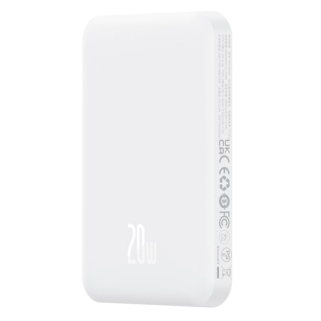 Acumulator Extern Type-C, Incarcare Wireless, 20W, 5000mAh + Cablu Type-C, 30cm - Baseus Mini - Alb
