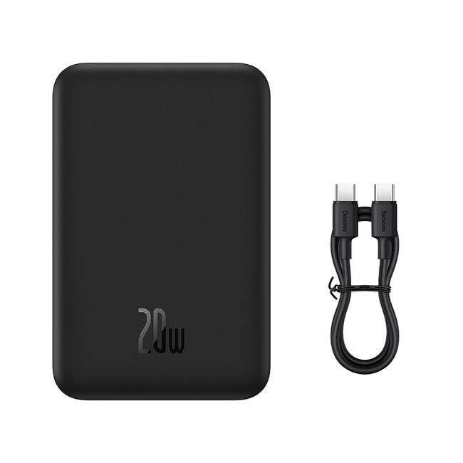 Acumulator Extern Type-C, Incarcare Wireless, 20W, 20000mAh + Cablu Type-C, 30cm - Baseus Mini - Negru