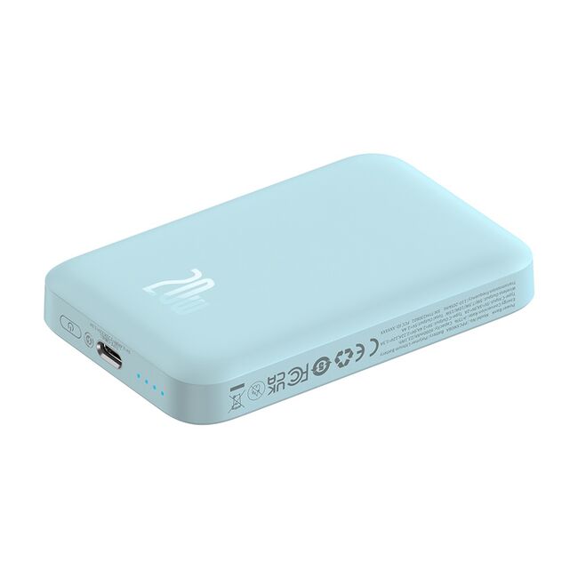 Acumulator Extern Type-C, Incarcare Wireless, 20W, 6000mAh + Cablu Type-C, 30cm - Baseus Mini Air  - Blue