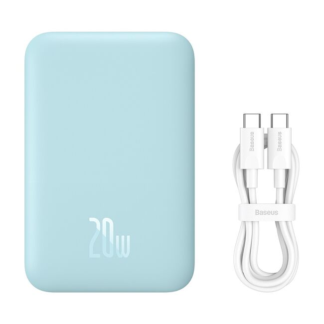 Acumulator Extern Type-C, Incarcare Wireless, 20W, 6000mAh + Cablu Type-C, 30cm - Baseus Mini Air  - Blue