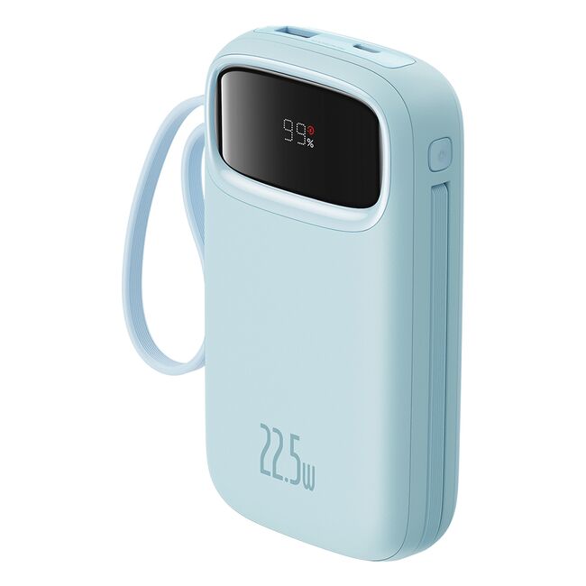 Acumulator Extern Lightning, 2x Type-C, USB, 22.5W, 20000mAh + Cablu Type-C, 30cm - Baseus Qpow Pro+ - Blue