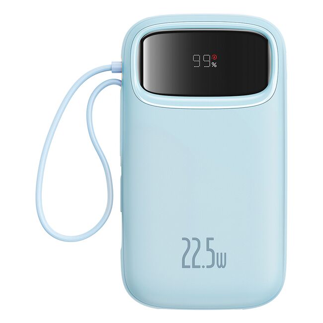 Acumulator Extern Lightning, 2x Type-C, USB, 22.5W, 20000mAh + Cablu Type-C, 30cm - Baseus Qpow Pro+ - Blue