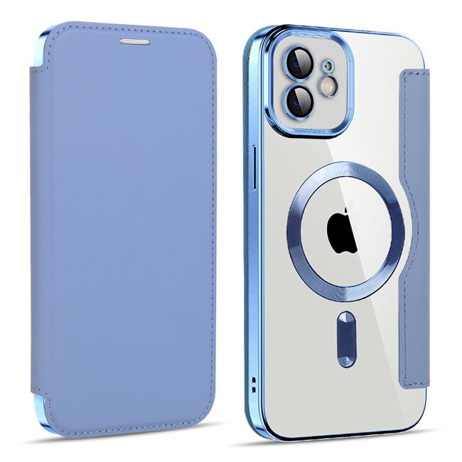 Husa pentru  iPhone 11 EliteBook Executive Tip Carte cu Protectie RFID, Compatibilitate MagSafe si protectie lentile Transparent - Albastru deschis