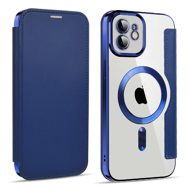 Husa pentru  iPhone 11 EliteBook Executive Tip Carte cu Protectie RFID, Compatibilitate MagSafe si protectie lentile Transparent - Albastru