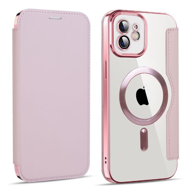 Husa pentru  iPhone 11 EliteBook Executive Tip Carte cu Protectie RFID, Compatibilitate MagSafe si protectie lentile Transparent - Roz