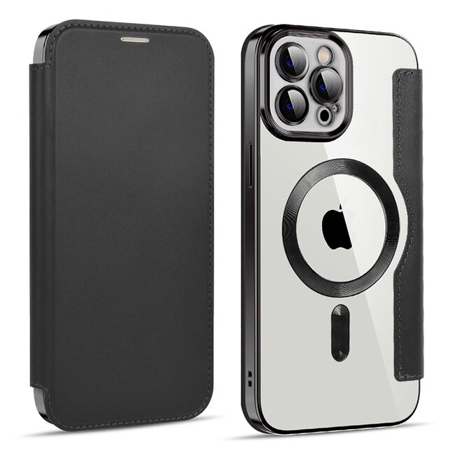 Husa pentru  iPhone 11 Pro Max EliteBook Executive Tip Carte cu Protectie RFID, Compatibilitate MagSafe si protectie lentile Transparent - Negru