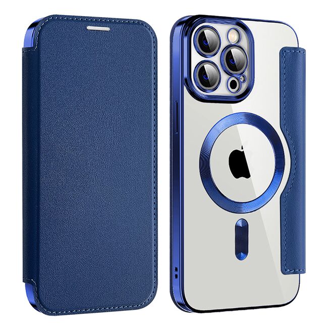 Husa pentru  iPhone 13 Pro Max EliteBook Executive Tip Carte cu Protectie RFID, Compatibilitate MagSafe si protectie lentile Transparent - Albastru