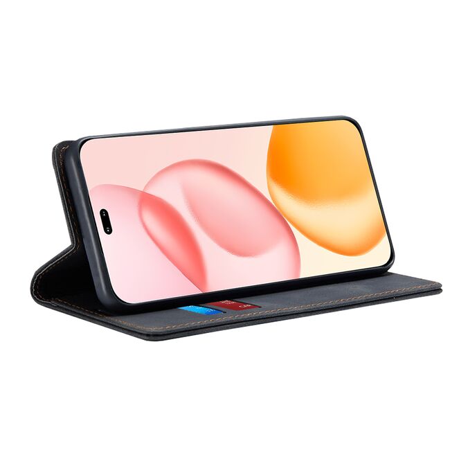 Husa tip carte pentru  Honor 400 Pro Retro Business cu inchidere magnetica, Negru royal
