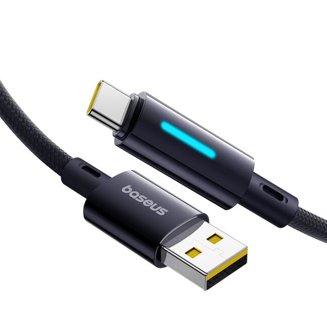 Cablu USB la Type-C cu LED, 100W, E-marker Chip, 1m - Baseus Lit - Cosmic Black
