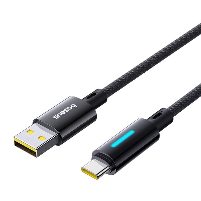 Cablu USB la Type-C cu LED, 100W, E-marker Chip, 1m - Baseus Lit - Cosmic Black