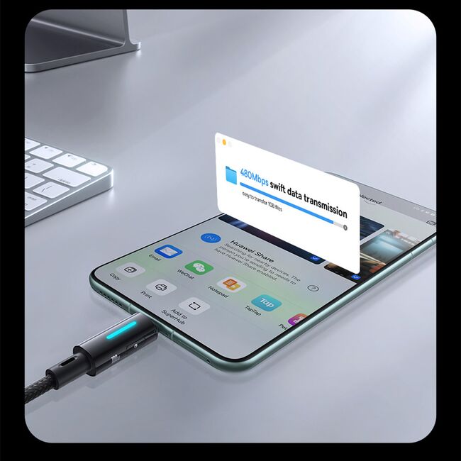 Cablu USB la Type-C cu LED, 100W, E-marker Chip, 1m - Baseus Lit - Cosmic Black