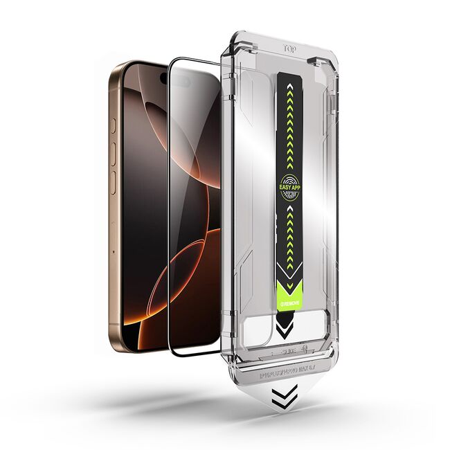 Folie sticla Premium pentru  iPhone 14 Pro Max ClearShield Ultra HD, cu aplicator Easy Install+, Claritate Cristalina, Anti-soc & Anti-Zgarieturi - margini negre