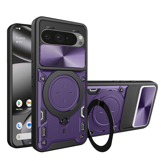 Husa pentru  Google Pixel 10 Pro XL cu protecție pentru cameră și suport magnetic integrat Ring Shockproof, Mov