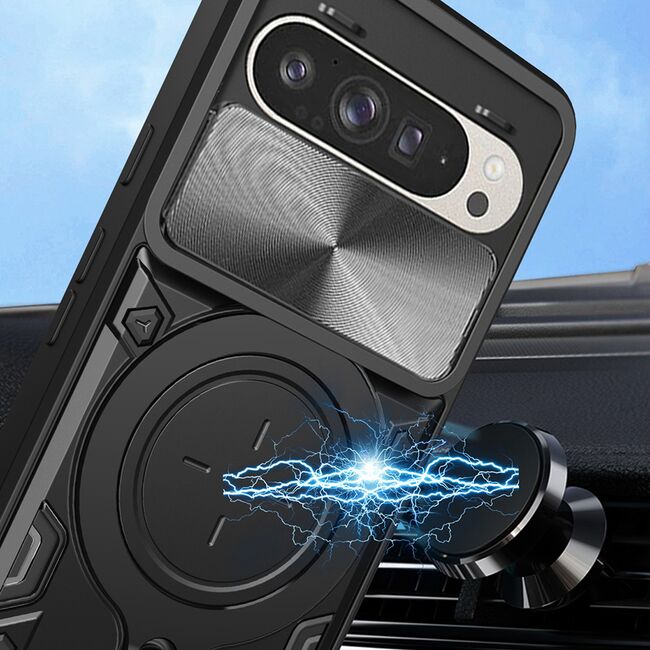 Husa pentru  Google Pixel 10 Pro XL cu protecție pentru cameră și suport magnetic integrat Ring Shockproof, Rosu