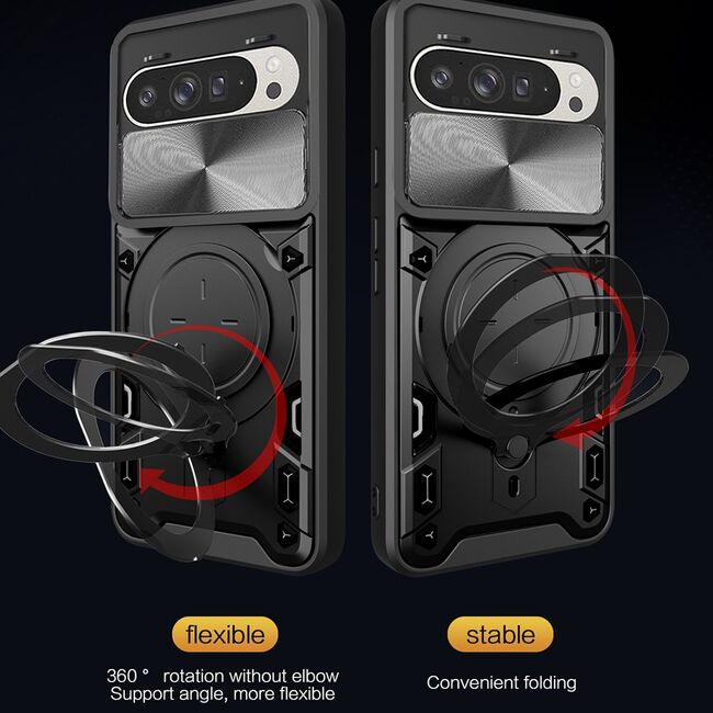 Husa pentru  Google Pixel 10 Pro XL cu protecție pentru cameră și suport magnetic integrat Ring Shockproof, Rosu