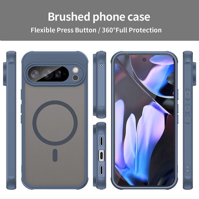 Husa pentru  Google Pixel 10 Pro XL cu protectie pentru lentile si MagSafe EasyCharge, Ghost Series Anti-ingalbenire, frosted - Albastru