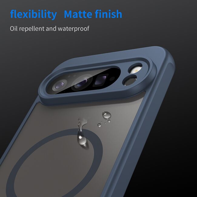 Husa pentru  Google Pixel 10 Pro XL cu protectie pentru lentile si MagSafe EasyCharge, Ghost Series Anti-ingalbenire, frosted - Albastru