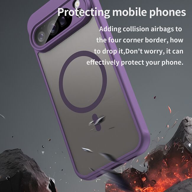 Husa pentru  Google Pixel 10 Pro XL cu protectie pentru lentile si MagSafe EasyCharge, Ghost Series Anti-ingalbenire, frosted - Mov