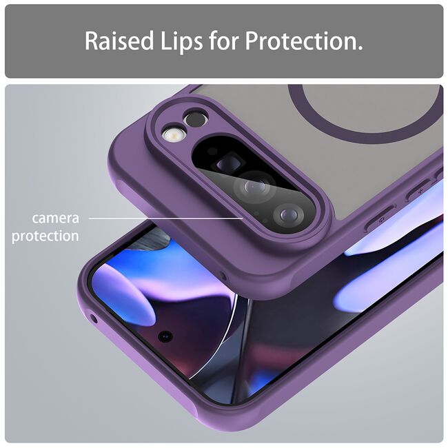 Husa pentru  Google Pixel 10 Pro XL cu protectie pentru lentile si MagSafe EasyCharge, Ghost Series Anti-ingalbenire, frosted - Mov