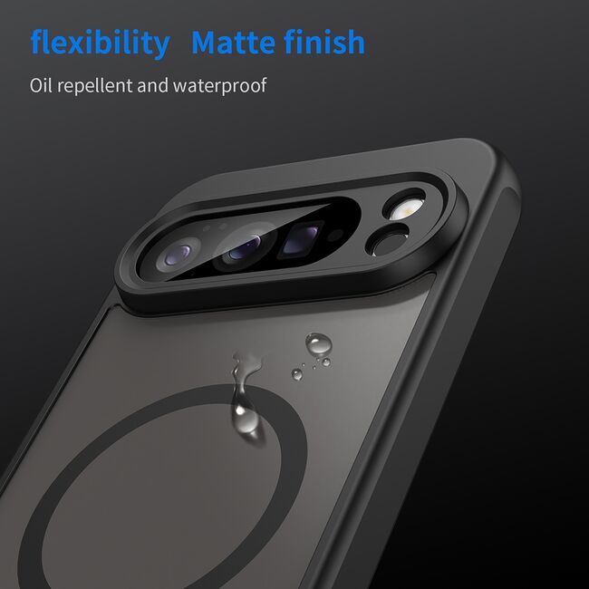 Husa pentru  Google Pixel 10 Pro XL cu protectie pentru lentile si MagSafe EasyCharge, Ghost Series Anti-ingalbenire, frosted - Negru