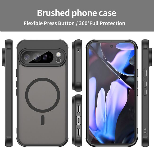 Husa pentru  Google Pixel 10 Pro XL cu protectie pentru lentile si MagSafe EasyCharge, Ghost Series Anti-ingalbenire, frosted - Negru